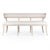 The Lorand Bench from Zentique is a French Louis XVI settee with a carved flat-back frame, scrolled arms, off-white linen...
