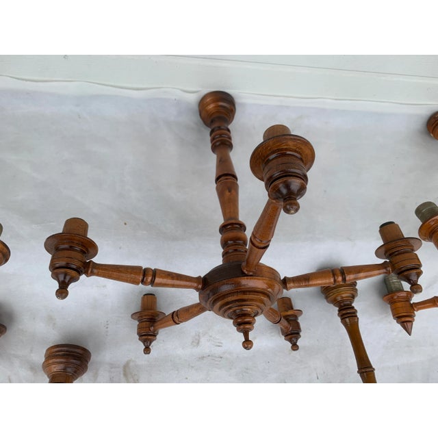 Vintage Rustic Style Wooden Chandeliers, 1970s, Set of 5, in Good conditions. Designed before 1890 European Plug (up to...