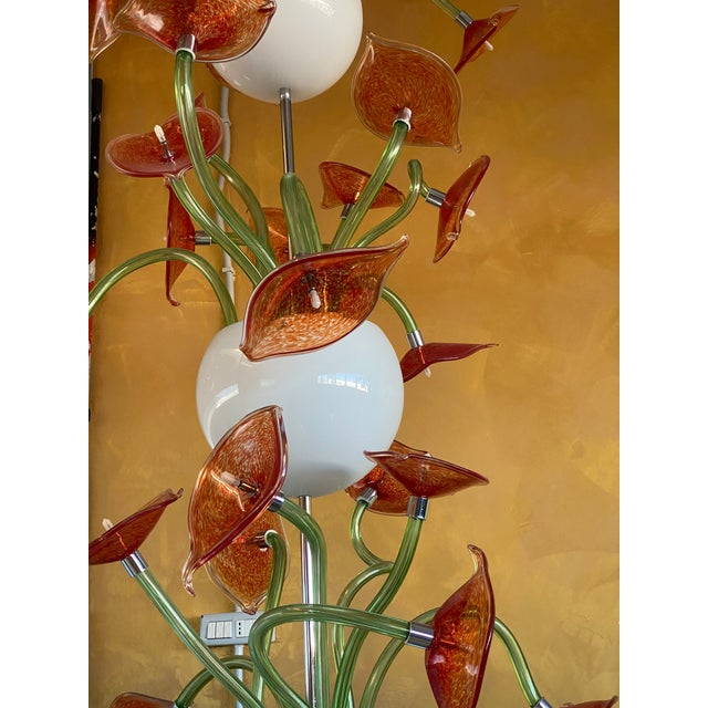 2000 - 2009 Contemporary Flowers Murano Glass Cascade Chandelier For Sale - Image 5 of 13