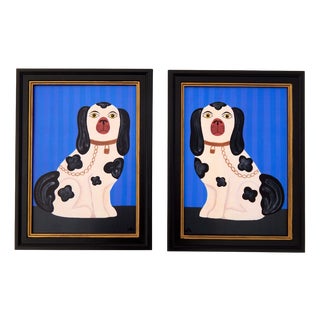 Matt Rix, Staffordshire Spaniel Prints, 2000s, Ink & Paper, Set of 2, Framed For Sale