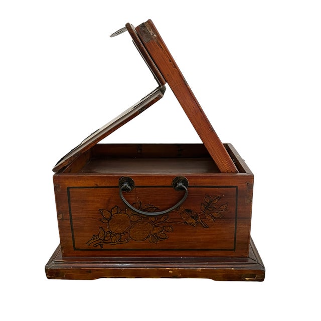 Late 19th Century Antique Asian Rosewood Travel Dressing Box With Mirror For Sale - Image 4 of 12