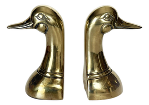 Bookends in the Shape of a Gilded Brass Duck Sculpture, France, 1970s, Set of 2