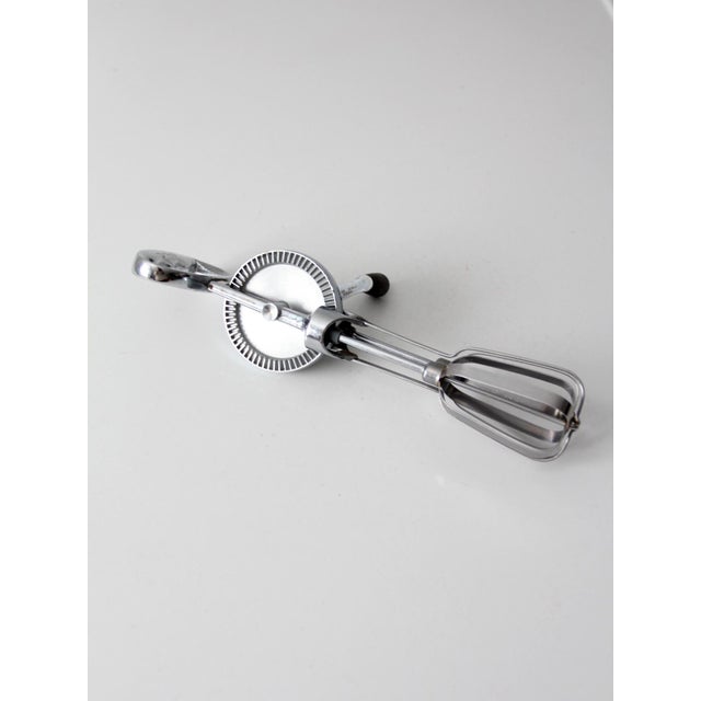 Metal Vintage Flint Egg Beater Hand Crank Mixer For Sale - Image 7 of 8
