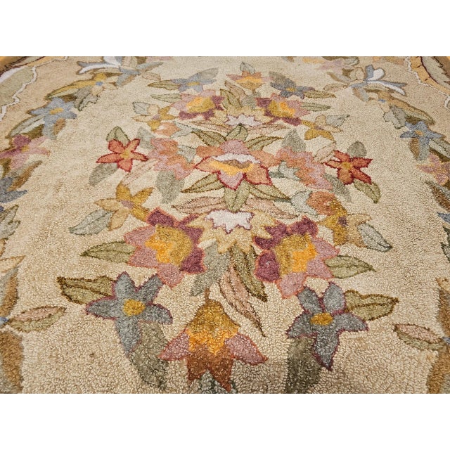 Vintage American Hand Hooked Rug, Floral Pattern in Fall Colors, Folk Art Rug, 6’ X 9’ For Sale - Image 9 of 12