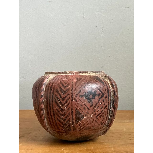 Late 20th Century Vintage Red Geometric Patterned Ceramic Vase For Sale - Image 5 of 12