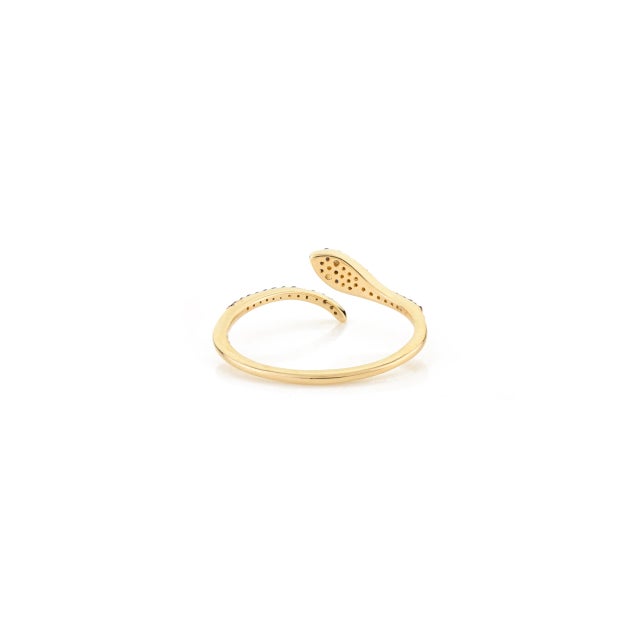 Metal 14k Gold Blue Sapphire and Diamond Eye Snake Ring Size 5.5 For Sale - Image 7 of 11