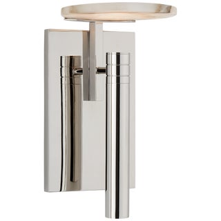 Kelly Wearstler for Visual Comfort Signature Melange Floating Disc Sconce in Polished Nickel with Alabaster For Sale
