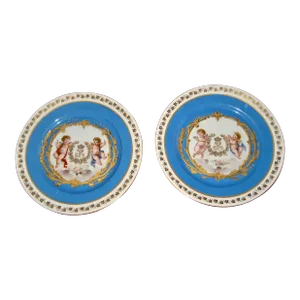 Antique Sevres Porcelaine Louis Philippe Chateau Des Tuileries Plates- a Pair
