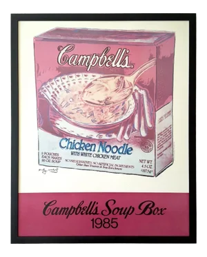 Andy Warhol Vintage 1985 Original Lithograph Print " Campbell's Soup Box " Framed Collector's Pop Art Poster