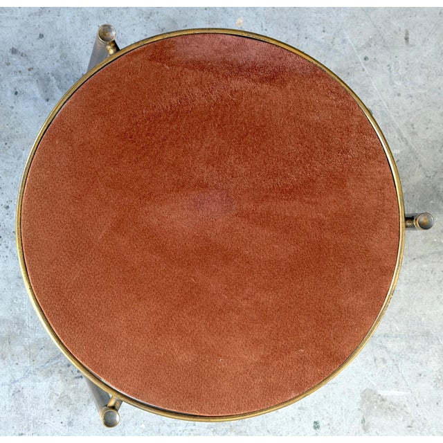 Brown Mastercraft Bronze and Suede Side Table, USA, circa 1970s For Sale - Image 8 of 12