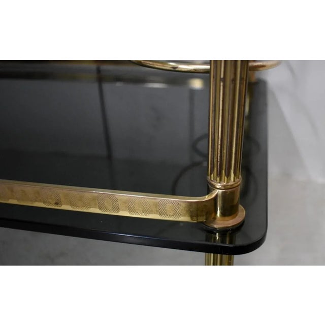 Rolling Brass & Smoked Glass Trolley, 1970s For Sale - Image 13 of 18