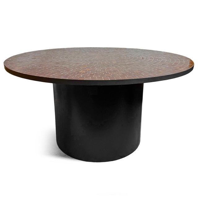 Outdoor 60" Round Mosaic Dining Table For Sale - Image 4 of 7