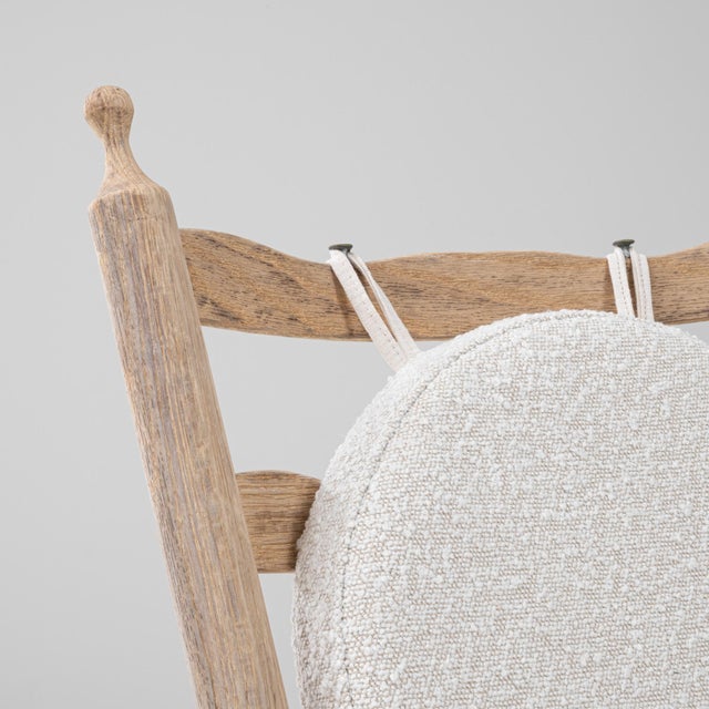 20th Century French Oak Spindle Back Armchairs With Round Bouclé Cushion - A Pair For Sale - Image 11 of 18