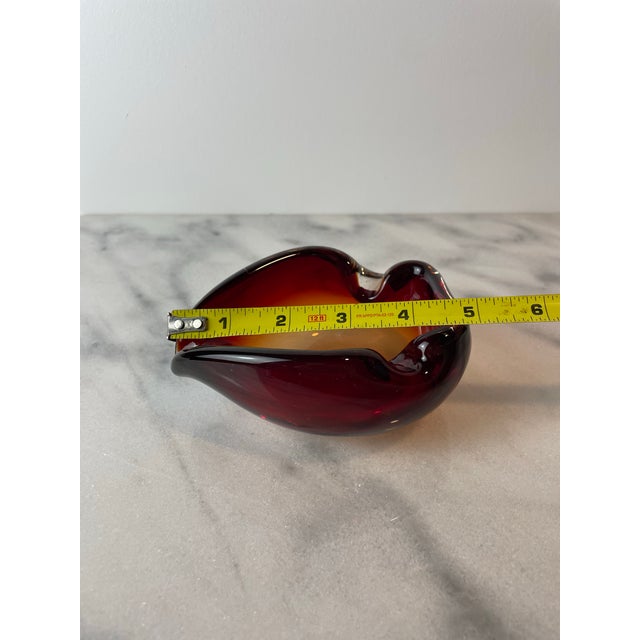 Vintage Murano Sommerso Ruby Red & Yellow Freeform Glass Bowl / Ashtray — 1960s Italian Art Glass For Sale In Seattle - Image 6 of 8
