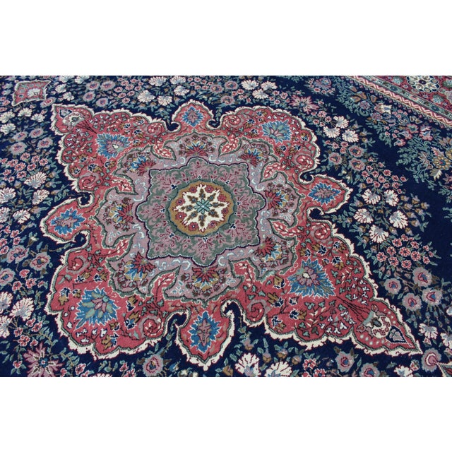 Navy Blue Extra Detailed Vintage Turkish Area Rug - 98.5"x145" For Sale - Image 8 of 13