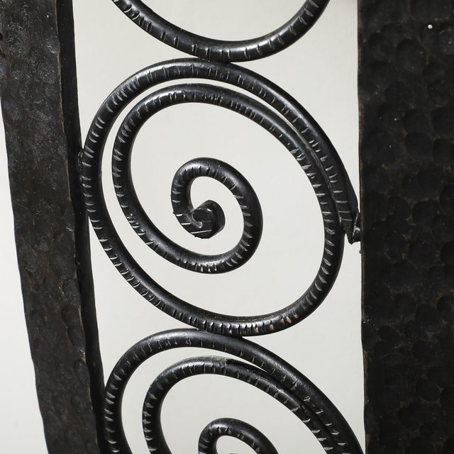 Art Deco Demilune Wrought-Iron Spiral & Noir St Laurent Marble Console Table For Sale - Image 15 of 17