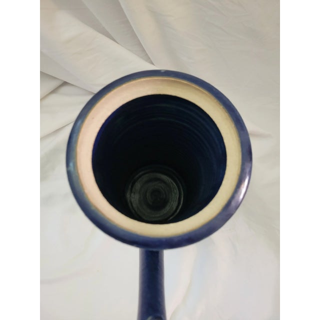 Blue 1990s Tall Signed Studio Pottery Pitcher For Sale - Image 8 of 10