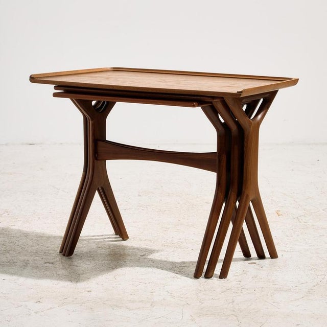Teak Nesting Tables by Johannes Andersen for CFC Silkeborg, 1960s, Set of 3 For Sale - Image 3 of 14