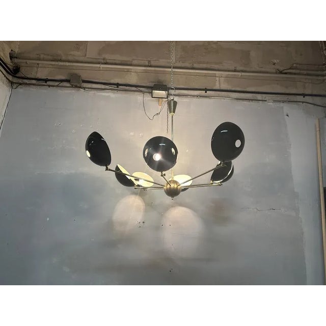 Metal Chandelier in Brass, 1970s For Sale - Image 7 of 12