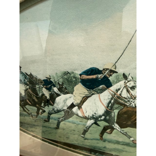 Mid 20th Century Cal-Mode Fine Furniture Question of Pace Polo Scene, Framed For Sale - Image 5 of 12