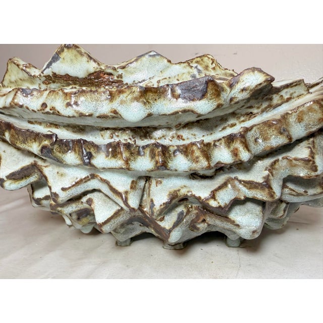 1980s Large Contemporary Koike Shoko Japanese Studio Art Brutalist Pottery Bowl Vase For Sale - Image 16 of 18