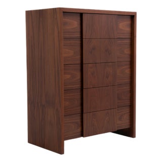 1950s Widdicomb Dale Ford Mid Century Walnut Five Drawer Tall Chest Restored For Sale