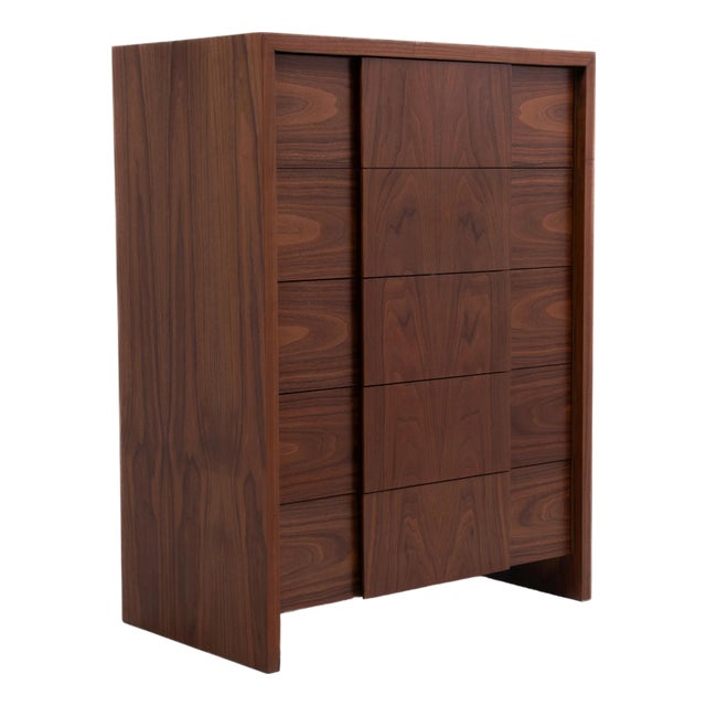 1950s Widdicomb Mid Century Walnut Five Drawer Tall Chest Restored For Sale