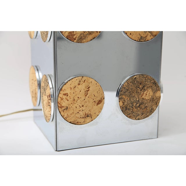 Cork & Chrome Table Lamp Paul Evans Style For Sale In Miami - Image 6 of 11