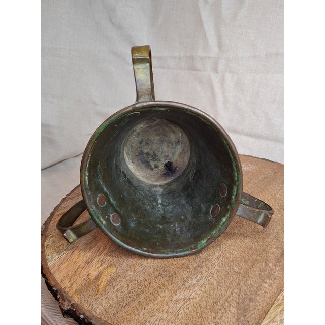 Antique Russian Imperial Copper Netilat Yadayim Cup 3 Handle Judaica Moscow Mark For Sale - Image 11 of 18