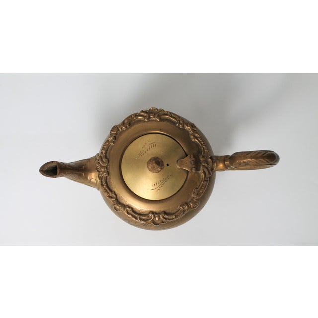 Mid 20th Century Vintage Middle Eastern Etched Brass Teapot For Sale - Image 5 of 14