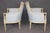 Maison Jansen Pair French Louis XV Style Blue Upholstered Bergères Chairs Attr to Jansen For Sale - Image 4 of 17