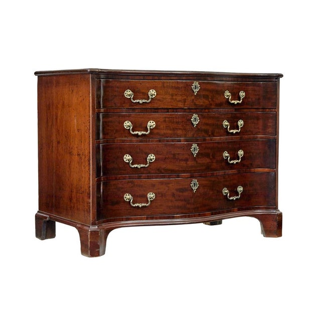 Antique George III Mahogany Serpentine Chest of Drawers, 1760 For Sale - Image 6 of 11