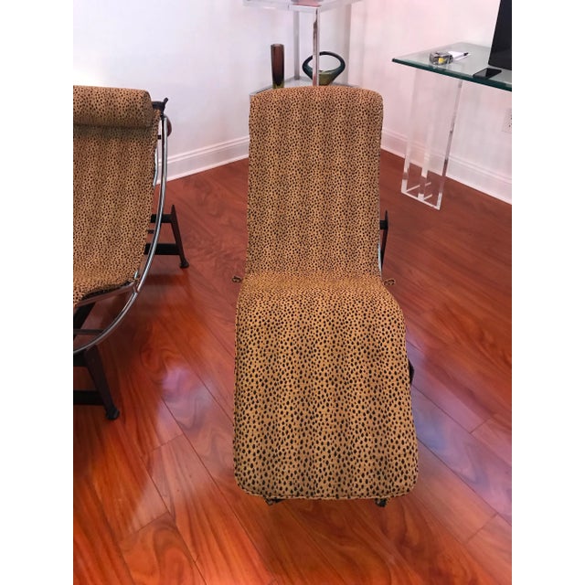 Le Corbusier Lc4 Style Leopard Print and Chrome Lounge Chair - a Pair For Sale In New York - Image 6 of 13