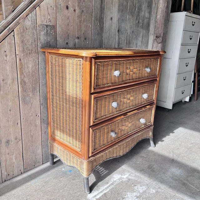 Vintage Bamboo and Wicker Chest of Drawers For Sale - Image 12 of 18