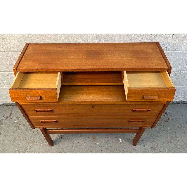 Mid-Century Danish Modern Teak Secretary Desk For Sale - Image 12 of 18