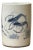 Chinese Distressed White Porcelain Blue Shrimps Graphic Holder Vase For Sale