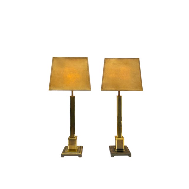 1970s Architectural Brass Geometric Table Lamps from Kullmann, 1970s, Set of 2 For Sale - Image 5 of 11