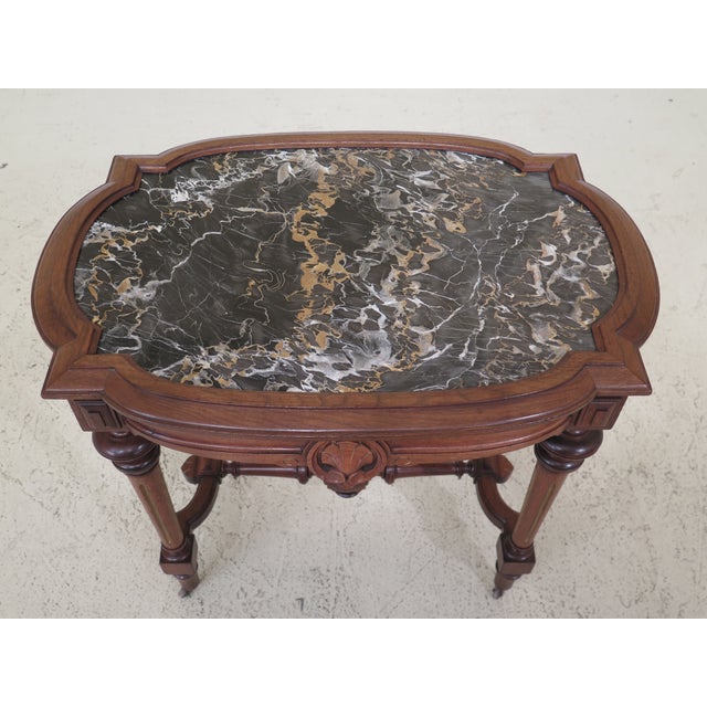 19th Century Victorian Marble Top Walnut Parlor Table Chairish