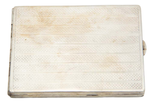 Rectangular Silver Cigarette Case with Guilloche Patterns