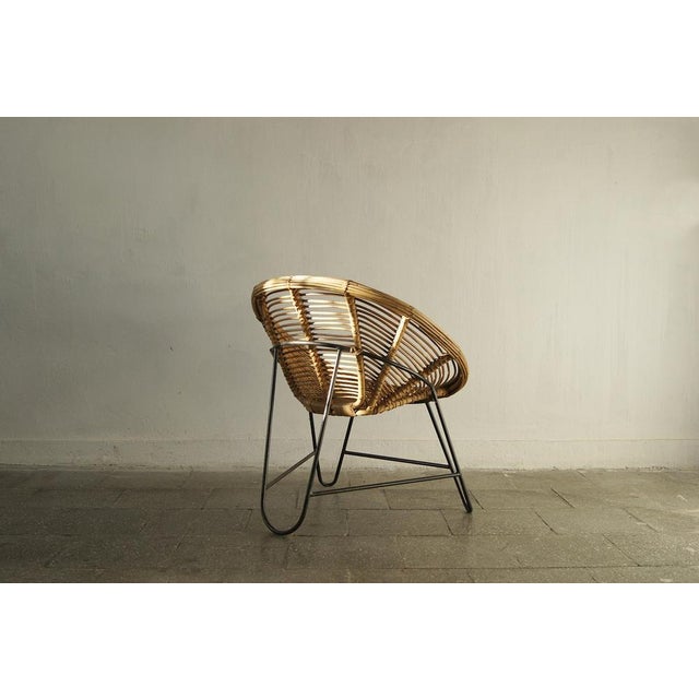 Mid-Century Modern Vintage Wicker Side Chair For Sale - Image 3 of 11