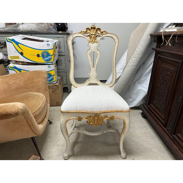 1920s Antique Italian Painted and Gilt Chair For Sale - Image 9 of 10