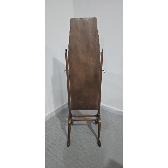 Wood Queen Anne Walnut Cheval Mirror, 1920s For Sale - Image 7 of 10