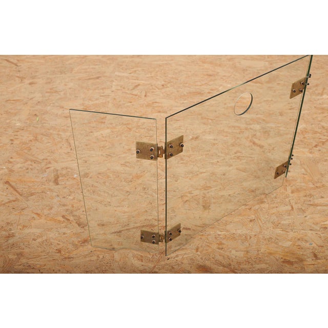 Fire Screen with Three-Part Glass Fire Guard with Gilded Brass Hinges, 1940s For Sale - Image 12 of 17