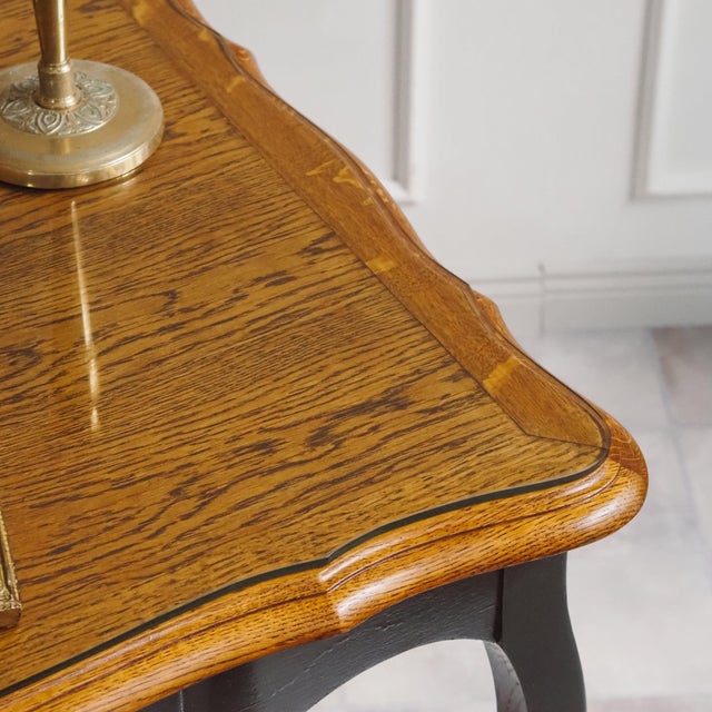 Black Louis XV Desk in Black with Oak Top and Glass Top For Sale - Image 8 of 13