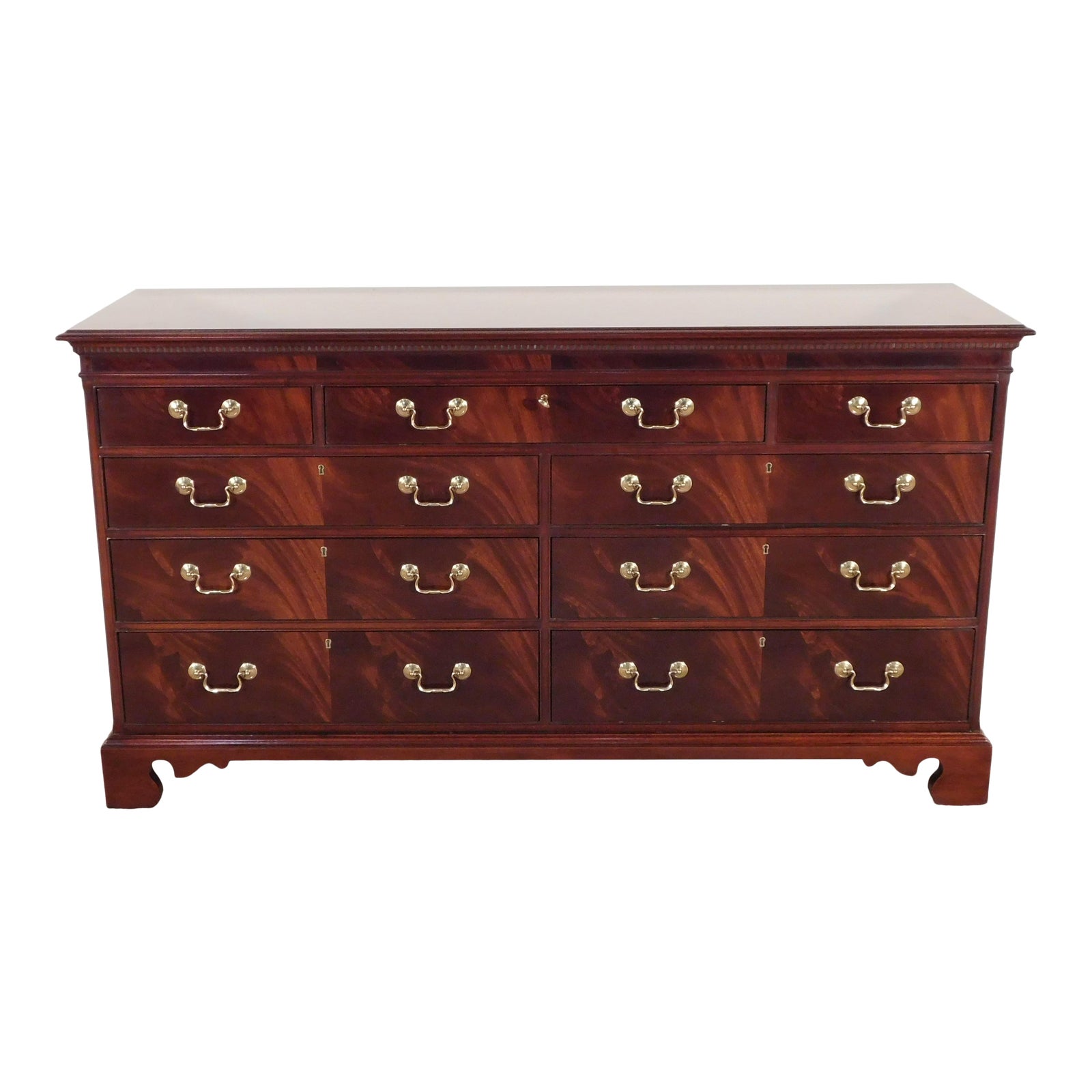 Hickory Chair James River Collection 9 Drawer Flame Mahogany Long Chest
