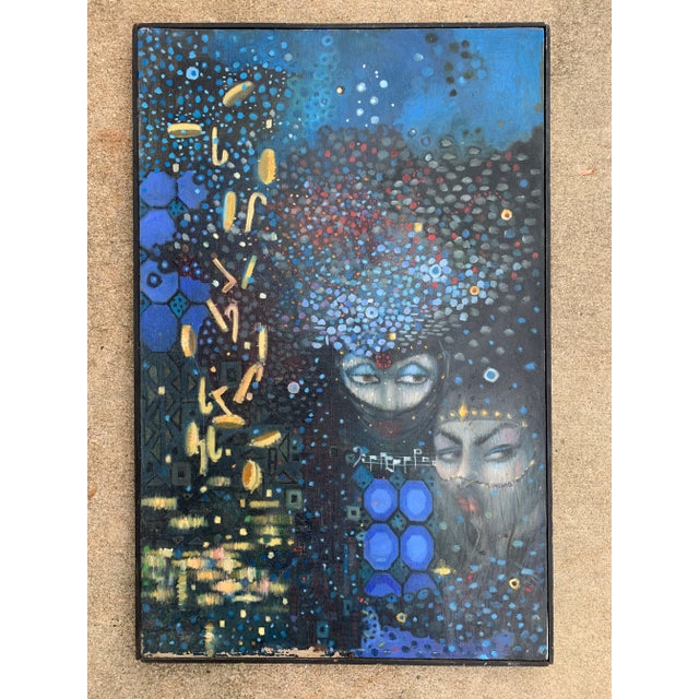 Textile 1973 Mid Century Abstract Oil Painting by Stephania Lestier For Sale - Image 7 of 7