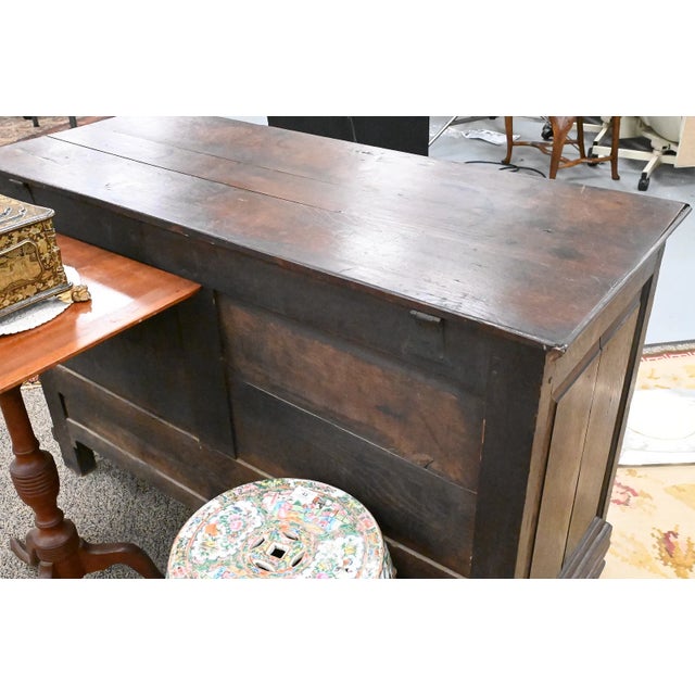 American Carved and Dated Oak Chest, Mid 18th Century For Sale - Image 3 of 7