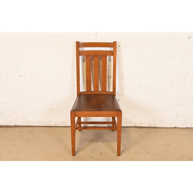 Mission Stickley Brothers Style Antique Mission Oak Arts & Crafts Desk Chair or Side Chair, Circa 1900 For Sale - Image 3 of 10
