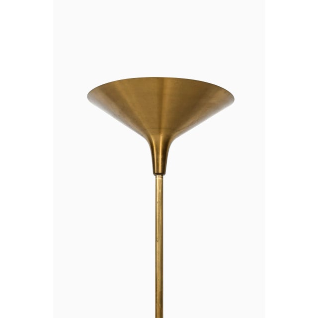 Rare floor lamp / uplight in brass by unknown designer. Produced in Denmark. Up to 250V (Europe/UK Standard).The wiring of...
