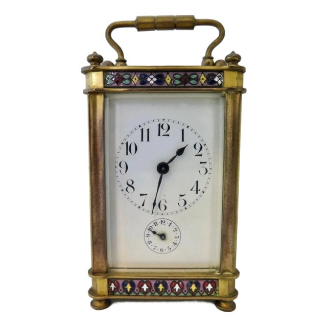 Antique French Champleve Carriage Clock For Sale